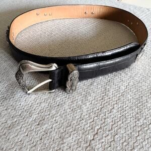 Brighton Black + Silver Teapot Vintage Leather Belt